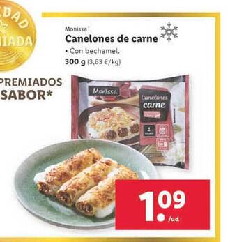 Lidl Monissa canelones de carne oferta