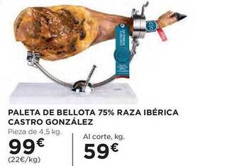 Hipercor Paleta de bellota 75% raza ibérica castro gonzález oferta