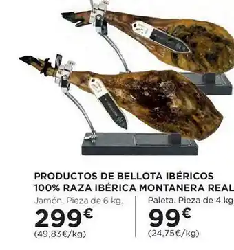 Hipercor Productos de bellota ibéricos 100% raza ibérica montanera real jamón paleta oferta