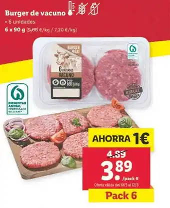 Lidl Burger de vacuno oferta
