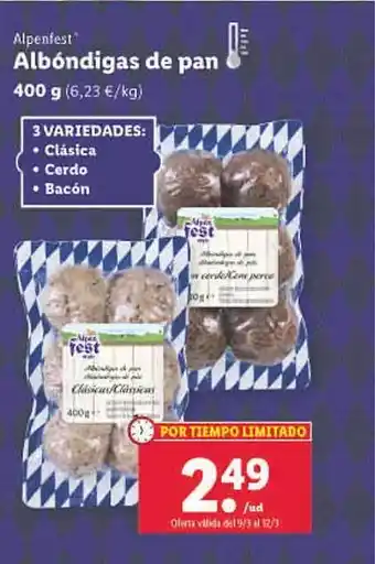 Lidl Alpenfest albóndigas de pan oferta
