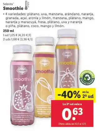Lidl -40% en la 2a ud solevita smoothie oferta