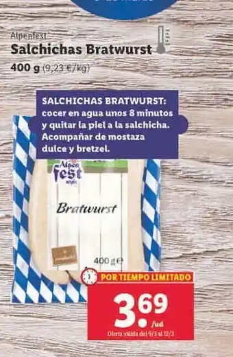 Lidl Alpenfest salchichas bratwurst oferta