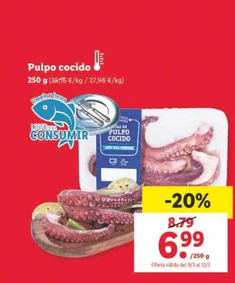 Lidl Pulpo cocido oferta