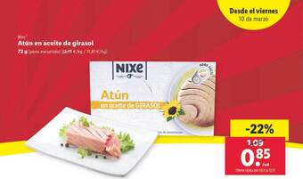Lidl Nixe atún en aceite de girasol oferta