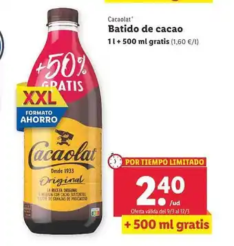 Lidl Cacaolat batido de cacao oferta