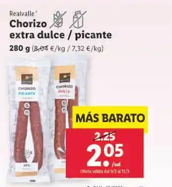 Lidl Realvalle chorizo extra dulce picante oferta