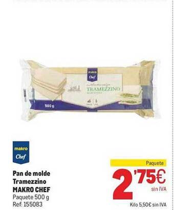 Makro Pan de molde tramezzino makro chef oferta
