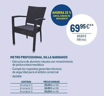Makro Metro professional silla barbados oferta