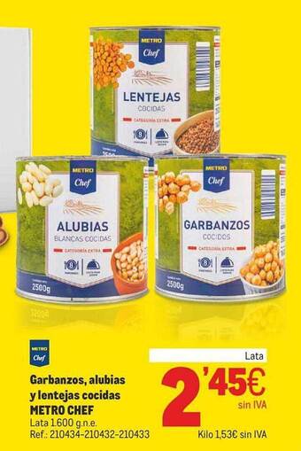 Makro Garbanzos alubias y lentejas cocidas metro chef oferta