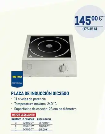 Makro Metro professional placa de inducción gic3500 oferta