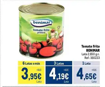 Makro Tomate frito benimar oferta
