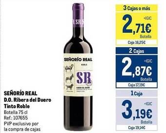 Makro Señorío real d.o. ribera del duero tinto roble oferta
