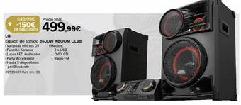 Costco Lg equipo de sonido 3500w xboom cl98 oferta
