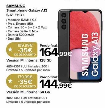 Costco Samsung smartphone galaxy a13 6.6 oferta