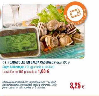 Abordo Caracoles en salsa casera oferta