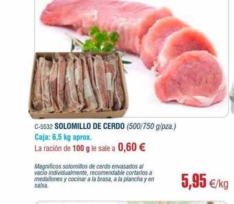 Abordo Solomillo de cerdo oferta