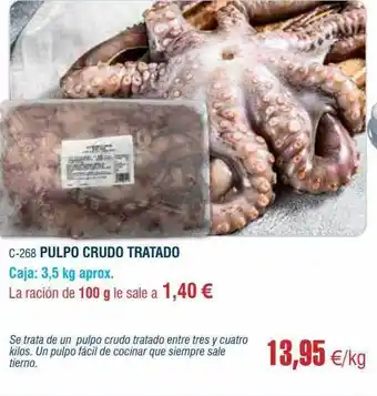Abordo Pulpo crudo tratado oferta