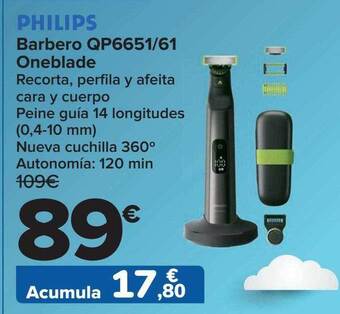 Carrefour Philips barbero qp6651 61 oneblade oferta