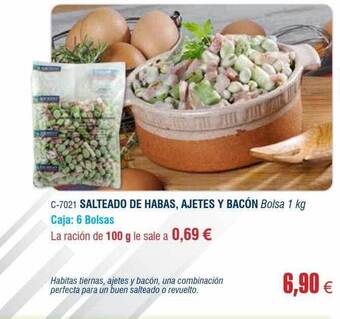 Abordo Salteado de habas, ajetes y bacón oferta