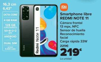 Carrefour Smartphone libre redmi note 11 oferta