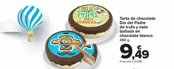 Carrefour Tarta de chocolate día del padre de trufa y nata bañada en chocolate blanco oferta