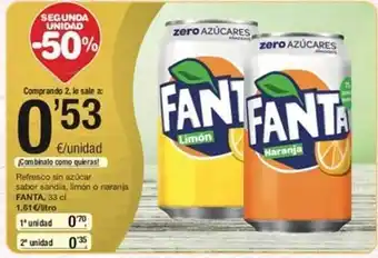 SPAR Segunda unidad -50% refresco sin azúcar sabor sandia, limón o naranja fanta oferta