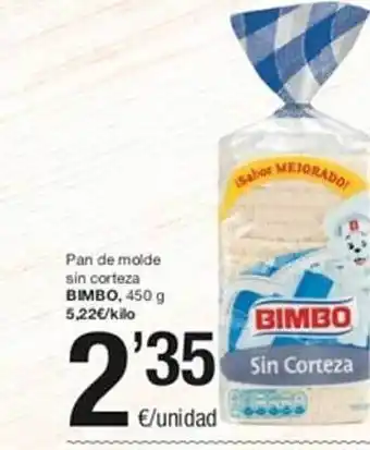 SPAR Pan de molde sin corteza bimbo oferta