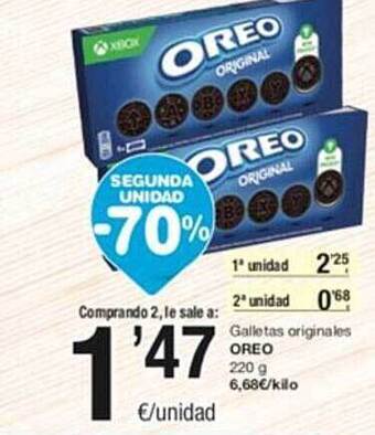 SPAR Segunda unidad -70% galletas originales oreo oferta