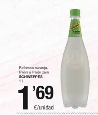 SPAR Refresco naranja, limón o limón zero schweppes oferta