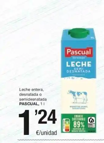 SPAR Leche entera, desnatada o semidesnatada pascual oferta