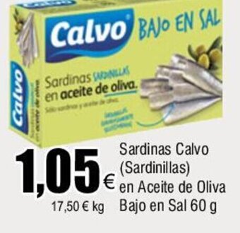 FROIZ Sardinas Calvo (Sardinillas) En Aceite De Oliva Bajo En Sal 60 g oferta