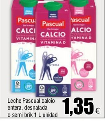 FROIZ Leche Pascual Calcio Entera Desnatada O Semi Brik 1 L unidad oferta