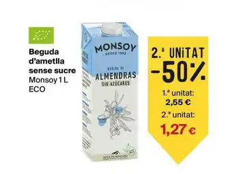 Veritas Monsoy Beguda D'ametlla Sense Sucre 1 L ECO oferta