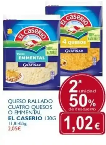 Supermercados La Despensa El Caserio Queso Rallado Cuatro Quesos O Emmental 130g oferta