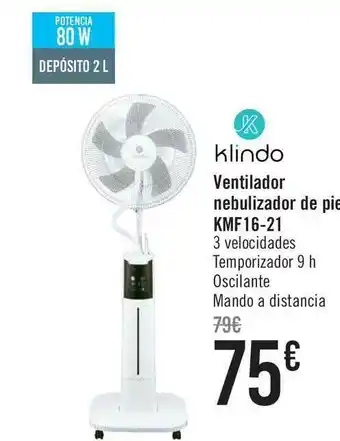 Carrefour Klindo Ventilador Nebulizador De Pie Kmf 16-21 oferta