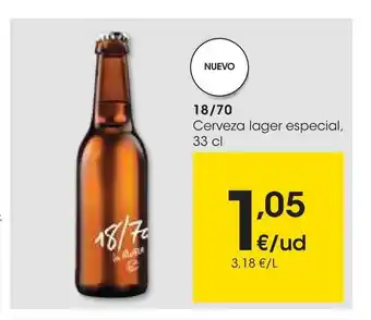 Eroski 18-70 Cerveza Lager Especial, 33cl oferta