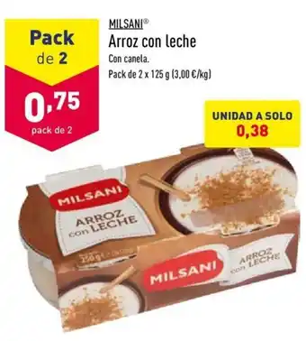 ALDI Milsani Arroz con Leche Pack de 2 x 125g oferta