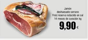 FROIZ Jamón deshuesado serrano froiz reserva reducido en sal 14 meses de curación kg oferta