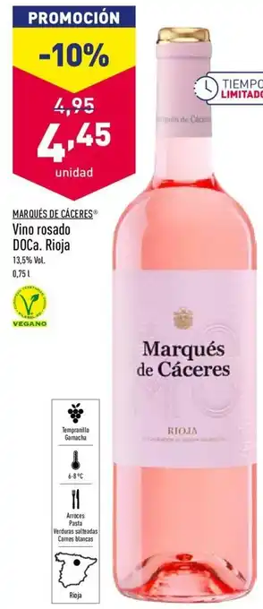 ALDI Marqués De Cáceres Vino rosado DOCa. Rioja 0,75 L oferta