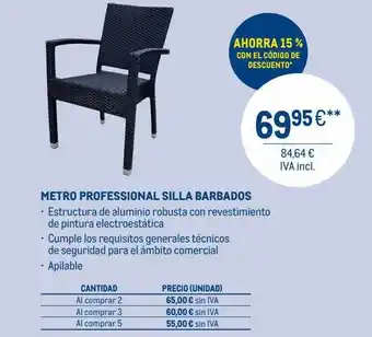 Makro Metro professional silla barbados oferta