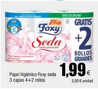 FROIZ Papel higiénico foxy seda 3 capas 4+2 rollos oferta
