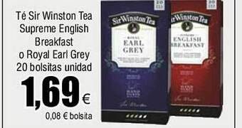 FROIZ Té sir winston tea supreme english breakfast o royal earl grey 20 bolsitas unidad oferta