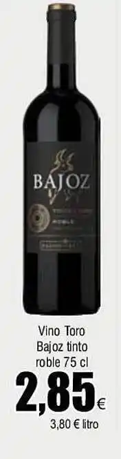 FROIZ Vino toro bajoz tinto roble oferta