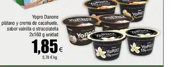 FROIZ Yopro danone plátano y crema de cacahuete, sabor vainilla o stracciatella oferta