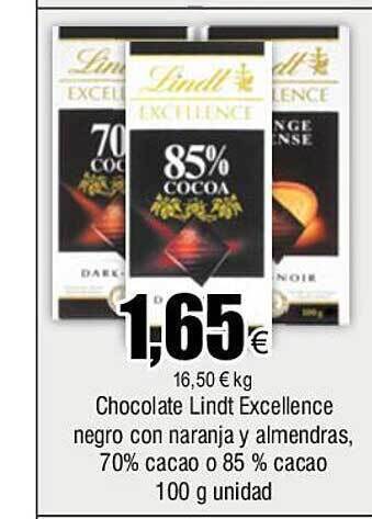 FROIZ Chocolate lindt excellence negro con naranja y almendras 70% cacao o 85% cacao oferta