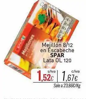 Cuevas Cash Mejillón 8-12 en escabeche spar lata ol 120 oferta