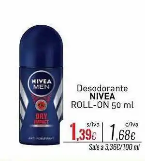 Cuevas Cash Desodorante nivea roll-on oferta
