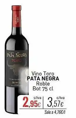 Vino toro pata negra roble bot