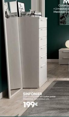 Tifón Hipermueble Sinfonier  con & cajones en color polar. medidas 50x120x42cm.  199€ oferta